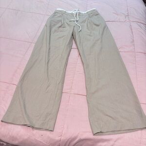 Zara Beige Wide-Leg Lounge Pants with Drawstring sz M